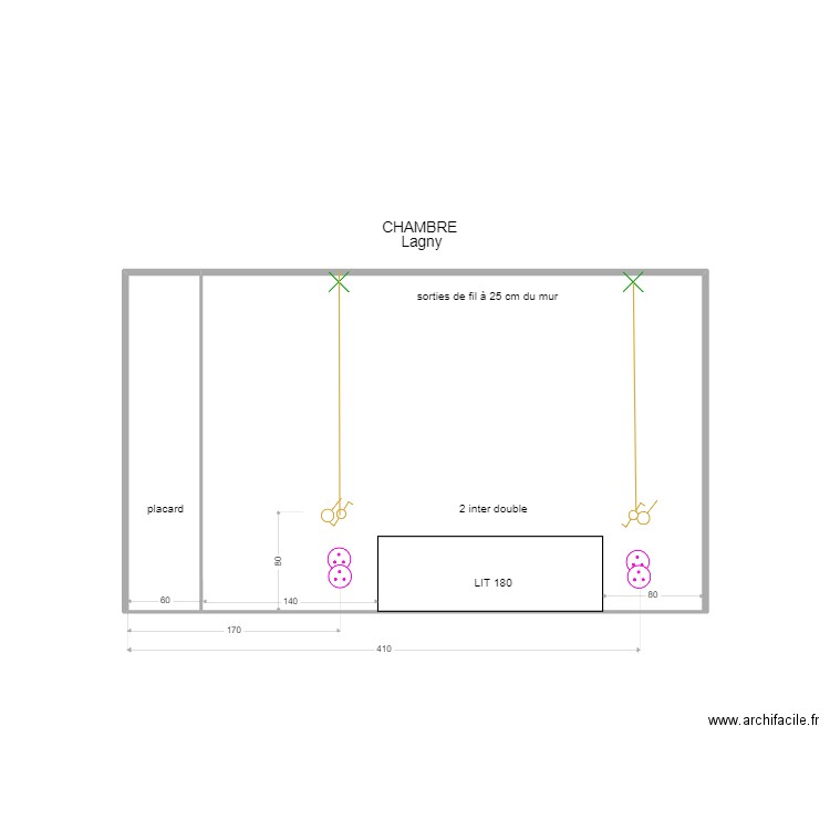 plan elec chbre lagny. Plan de 0 pièce et 0 m2