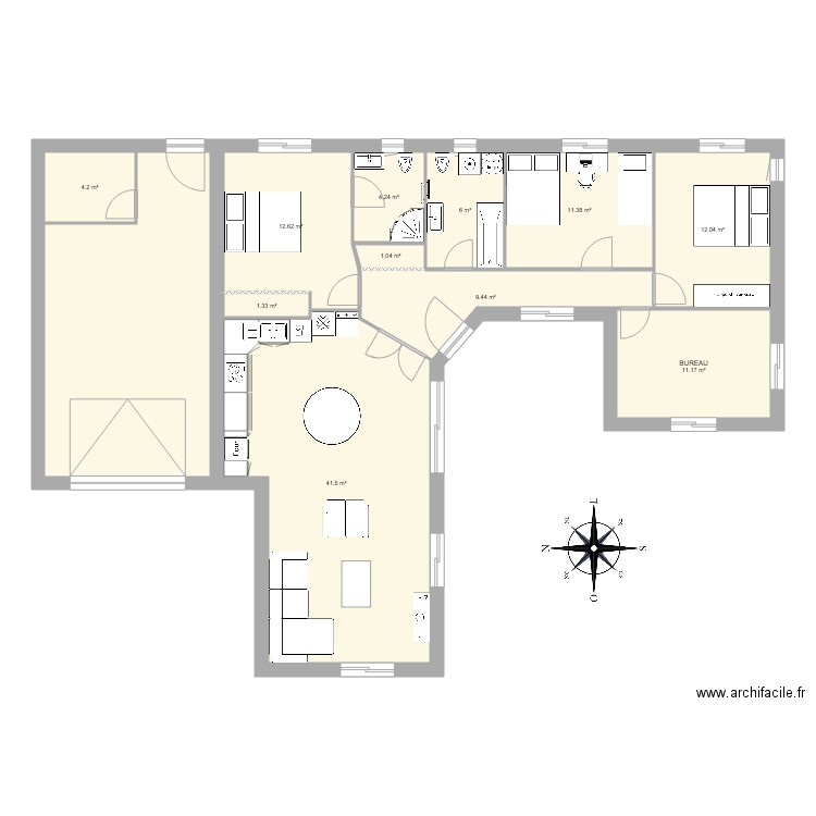 MAISON U 3 CH ET BUREAU. Plan de 0 pièce et 0 m2