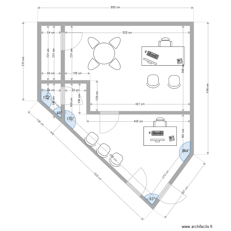 musso Direction. Plan de 4 pièces et 34 m2