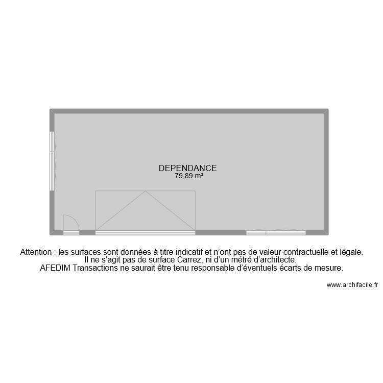 BI 10645 DEPENDANCE . Plan de 1 pièce et 80 m2