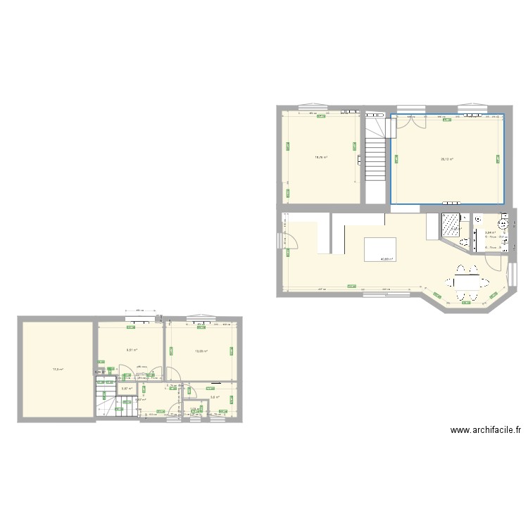 Extension 3. Plan de 13 pièces et 141 m2