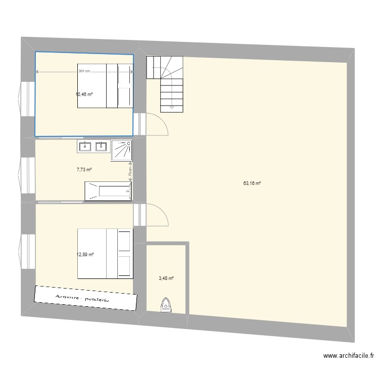 Montreuil Appt Maison. Plan de 5 pièces et 98 m2