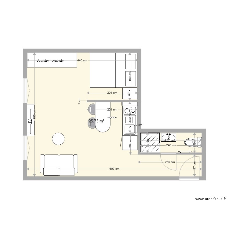 Studio boule rouge V1 . Plan de 0 pièce et 0 m2