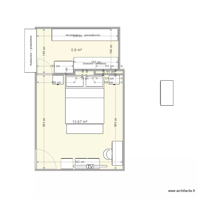 CHAMBRE MIMA. Plan de 