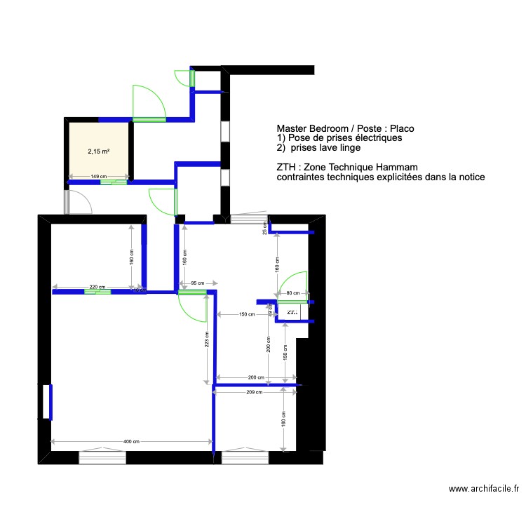 Master BedRoom (murs nus 2). Plan de 0 pièce et 0 m2