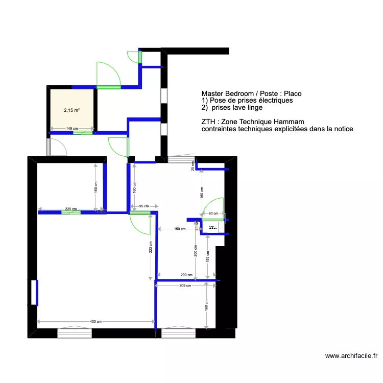 Master BedRoom (murs nus 2). Plan de 