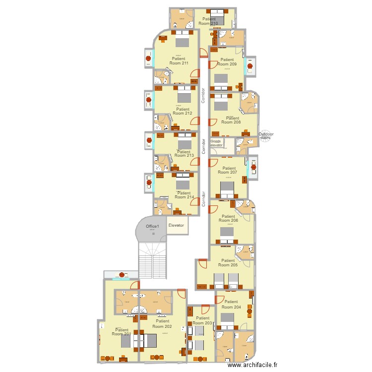 mirador clinic first floor. Plan de 38 pièces et 446 m2
