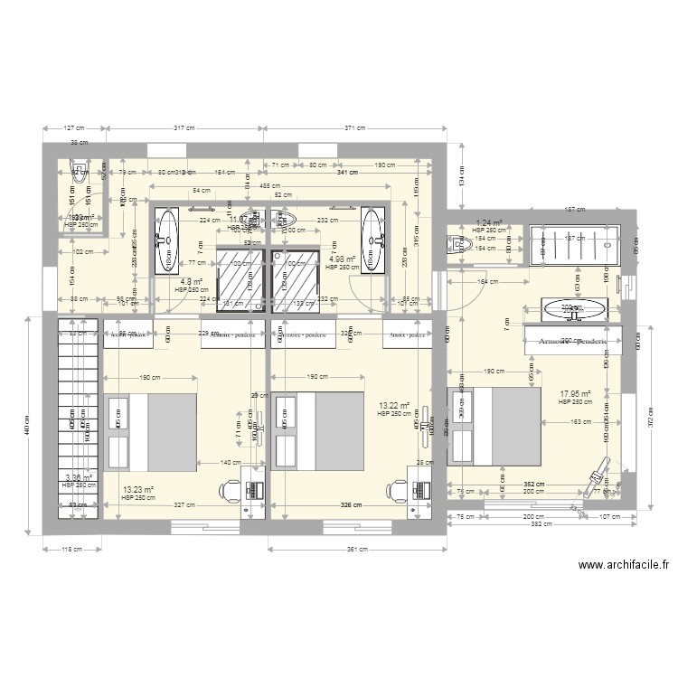 Chambre 1ier Tritons V3 2706. Plan de 0 pièce et 0 m2