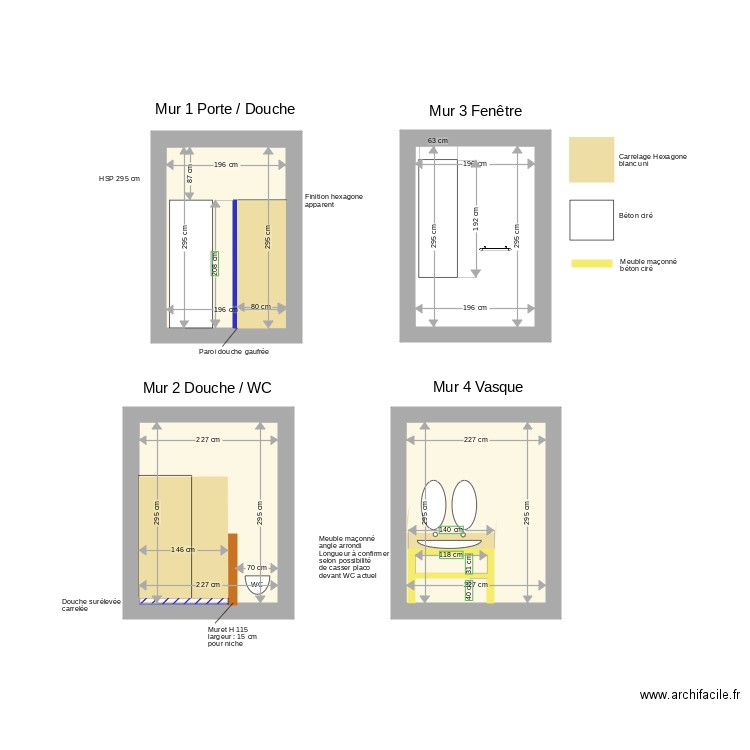 SDB des filles Vue de face. Plan de 0 pièce et 0 m2