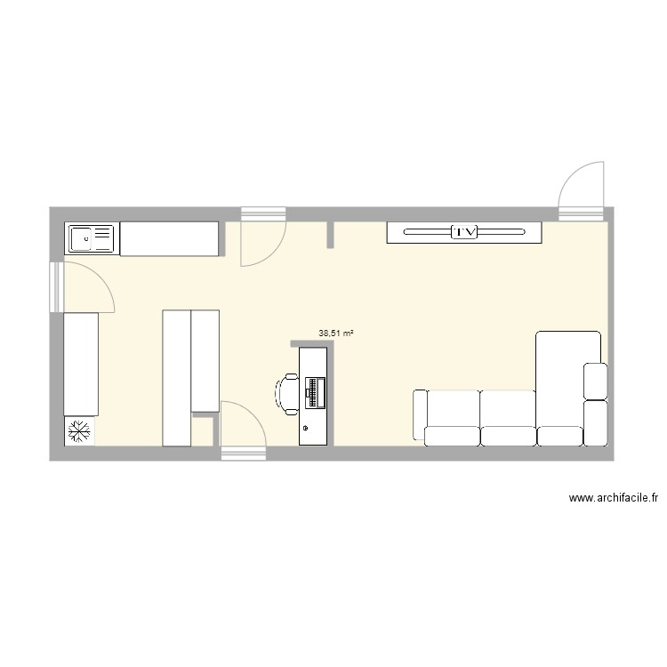 cuisine et salon. Plan de 0 pièce et 0 m2