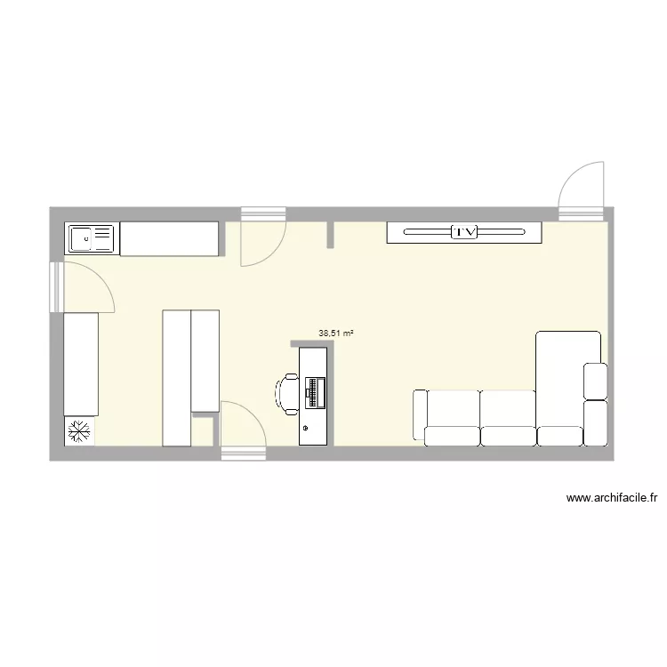 cuisine et salon. Plan de 