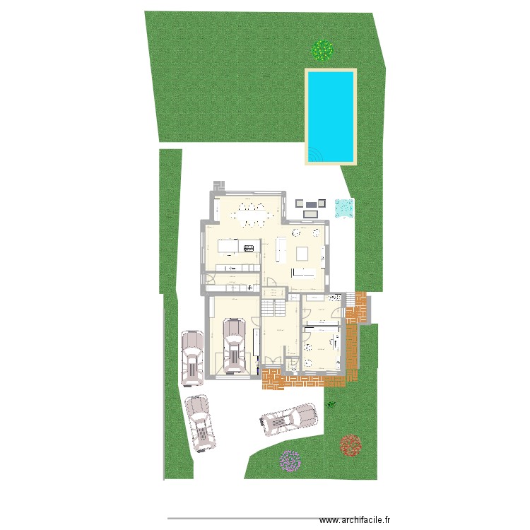 rdc3. Plan de 7 pièces et 142 m2