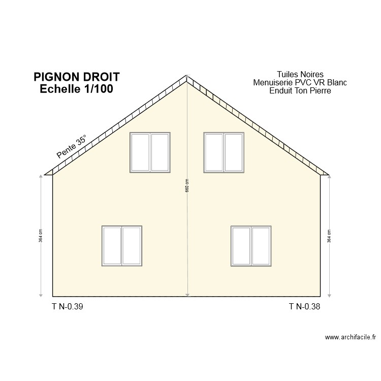 pignon droit permis 3 sci. Plan de 0 pièce et 0 m2