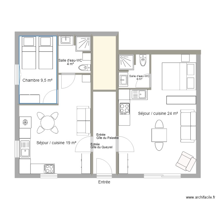 Plan CHOPINET 8388-8389. Plan de 5 pièces et 43 m2