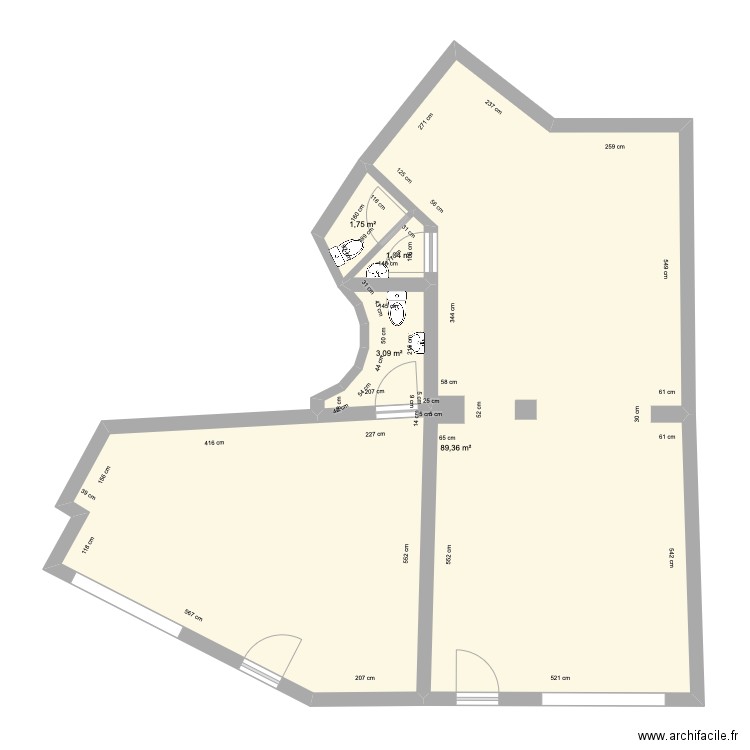 Local Jezabel AVANT. Plan de 4 pièces et 95 m2