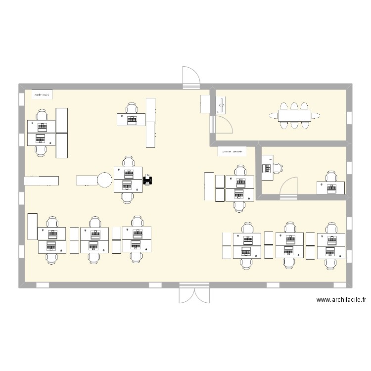 open space (avant). Plan de 3 pièces et 128 m2