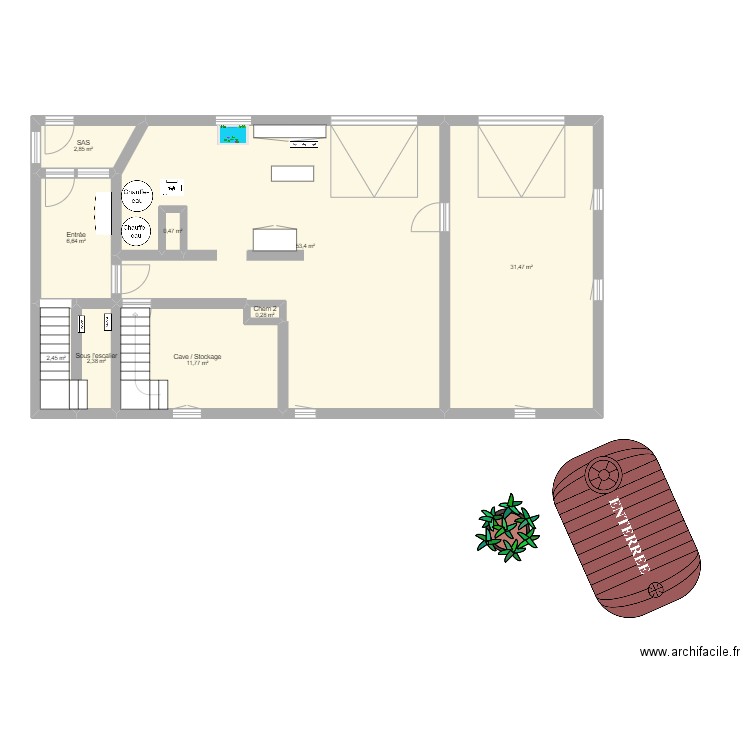 RdC Hadol. Plan de 9 pièces et 112 m2