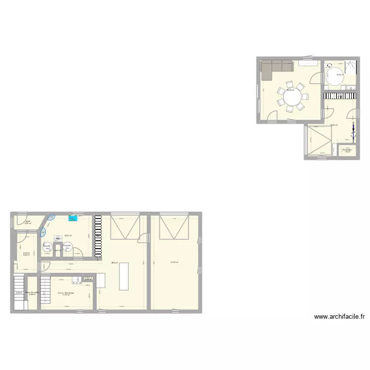 RdC Hadol. Plan de 14 Pièces et 160 m²