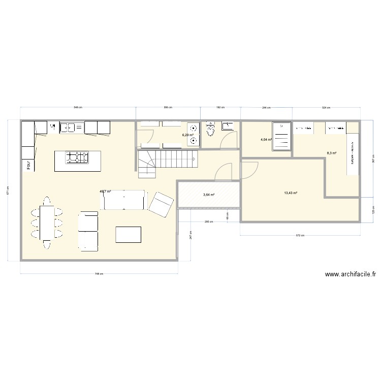 PLAN CHARLEMAGNE 2. Plan de 6 pièces et 85 m2