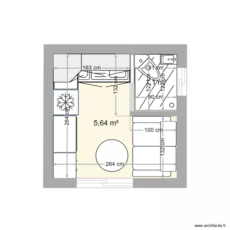 MODULE MICHEL  3 X 3 = 9 M2. Plan de 
