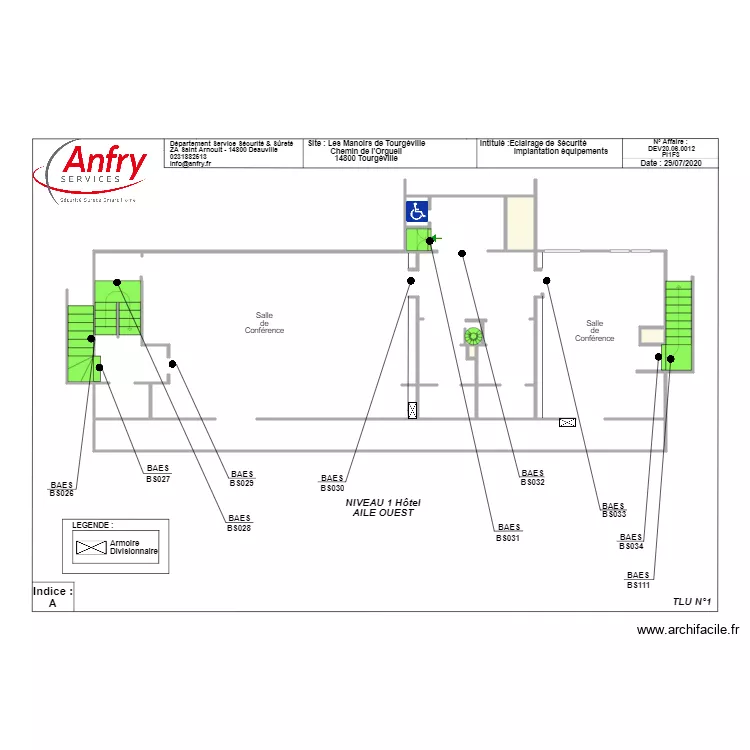 Mannoir Tourg&eacute;ville N1 AILE OUEST. Plan de 