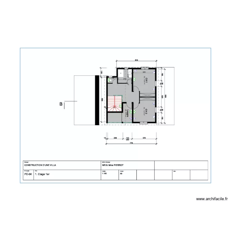 Villa Pierrot Etage. Plan de 