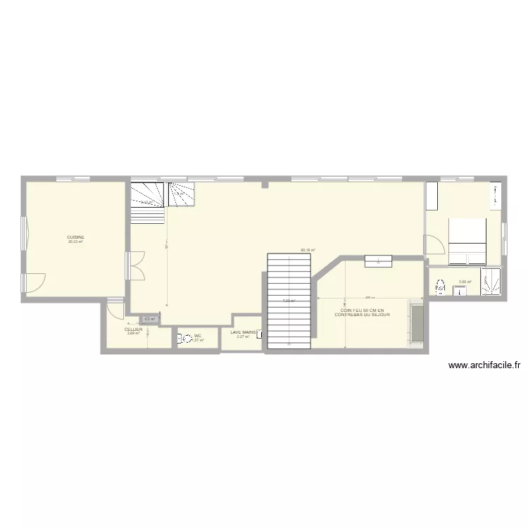 Espace reception Chambre suppl&eacute;mentaire. Plan de 