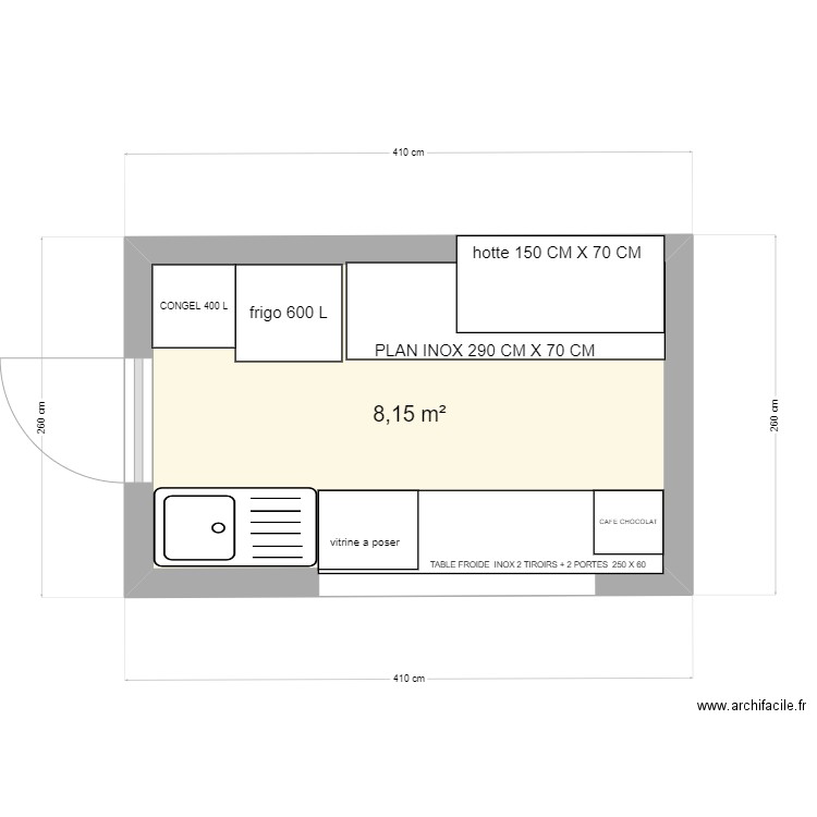 CACHETTE. Plan de 1 pièce et 8 m2