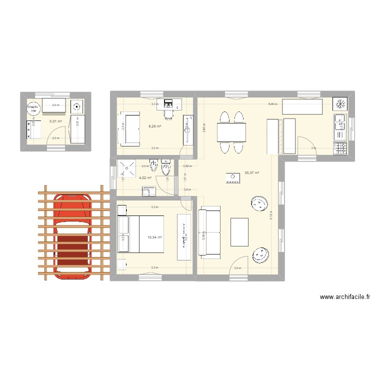 Maison Riv 2. Plan de 5 pièces et 63 m2