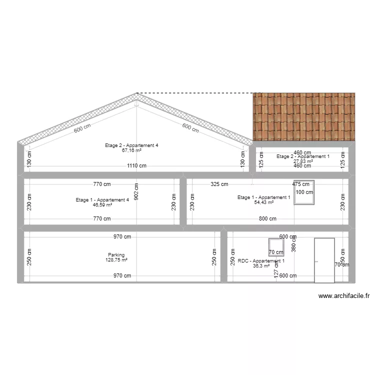 Coupe façade 2. Plan de Coupe façade 2. Plan de