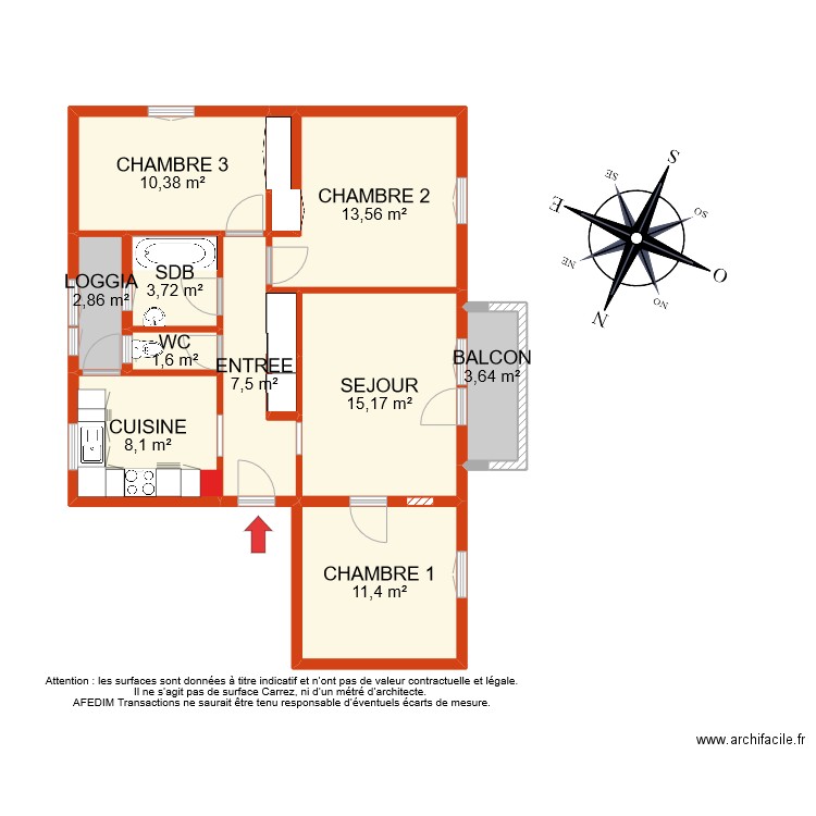 BI 10695. Plan de 13 pièces et 80 m2