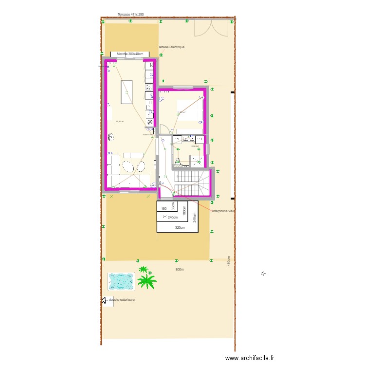 LEROUX Electricité. Plan de 3 pièces et 55 m2