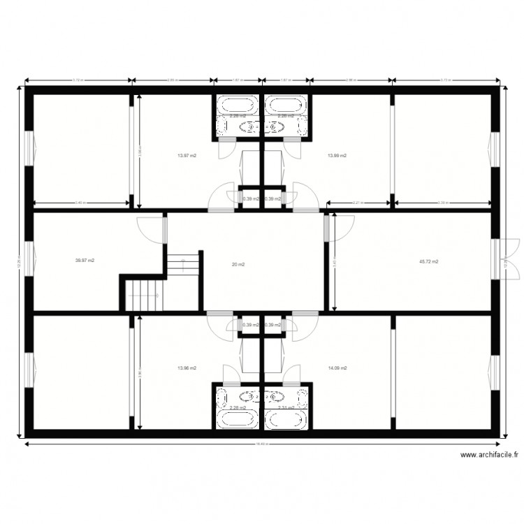 1320 Etage. Plan de 15 pièces et 172 m2