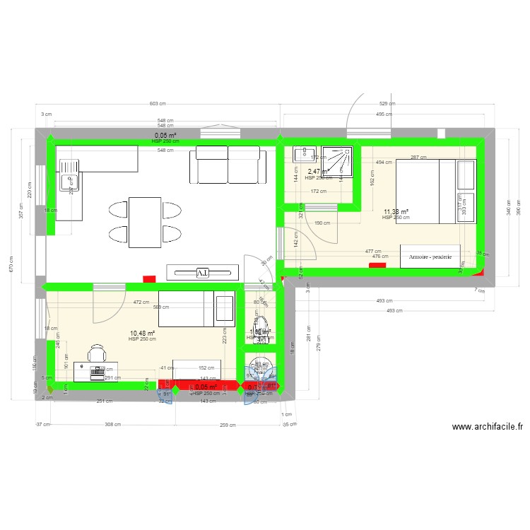 Plan RDC aménagement 1. Plan de 7 pièces et 26 m2