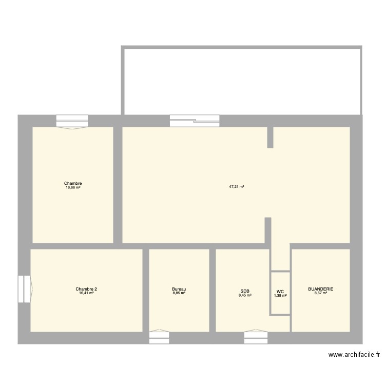 Maison F et M. Plan de 7 pièces et 108 m2