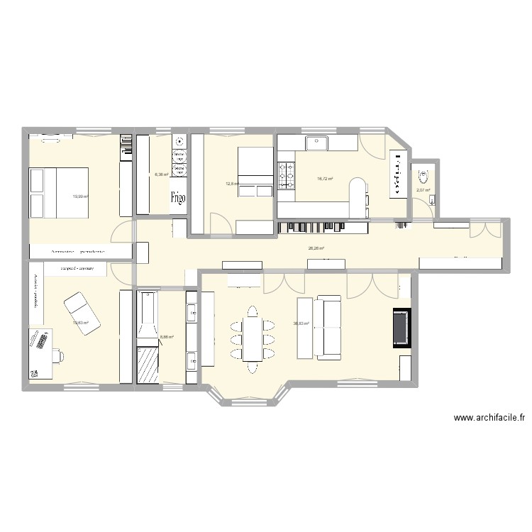 178224µ4. Plan de 9 pièces et 150 m2