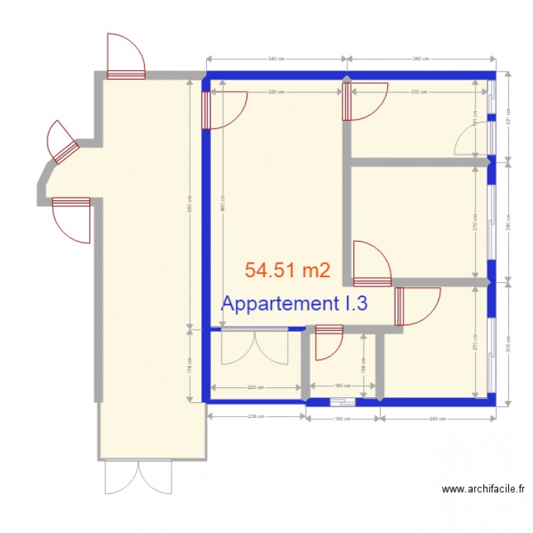 Superficie appartements I3. Plan de 0 pièce et 0 m2