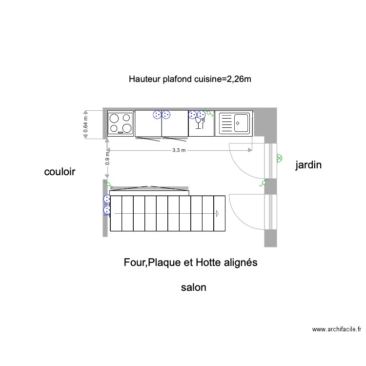 plan cuisine rectifié le 2 mars 21. Plan de 0 pièce et 0 m2