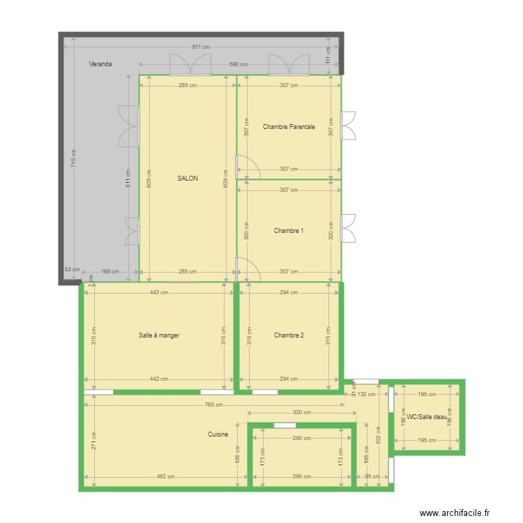 Maison Maman. Plan de 9 pièces et 109 m2