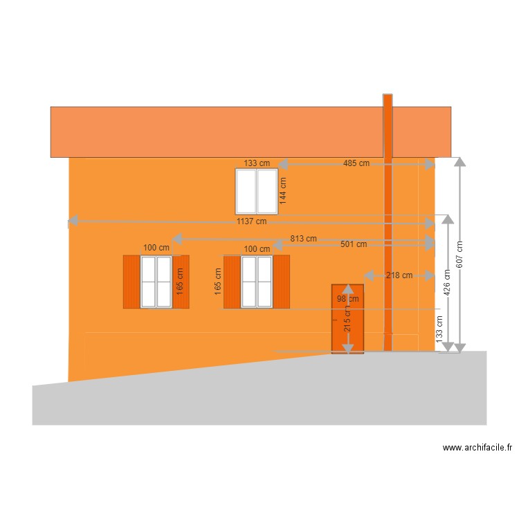 façade quincié. Plan de 0 pièce et 0 m2