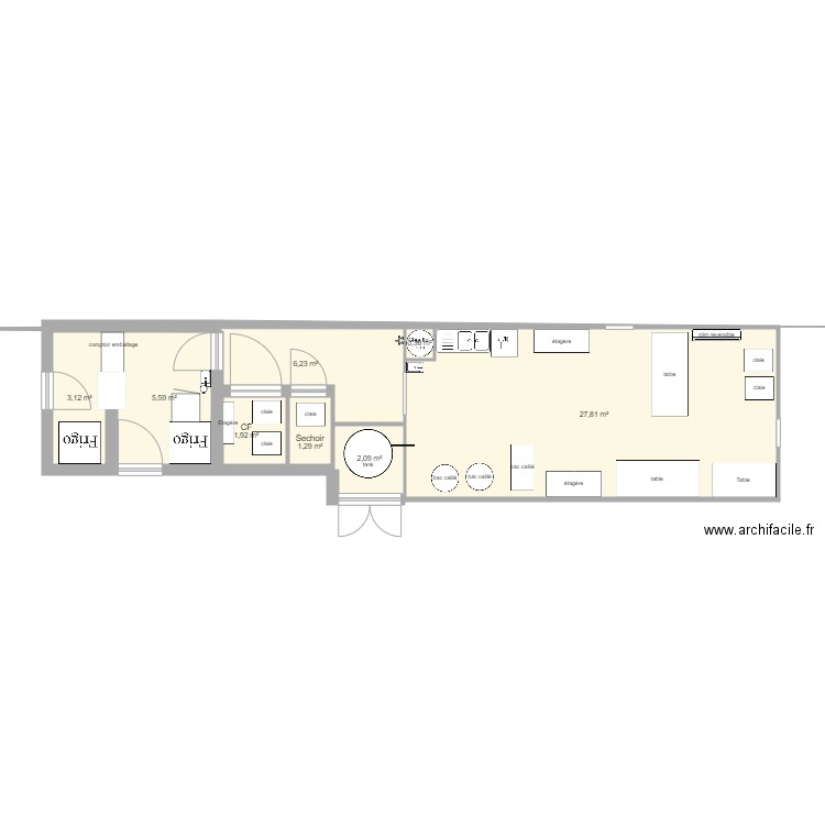 fromagerie pcae. Plan de 0 pièce et 0 m2