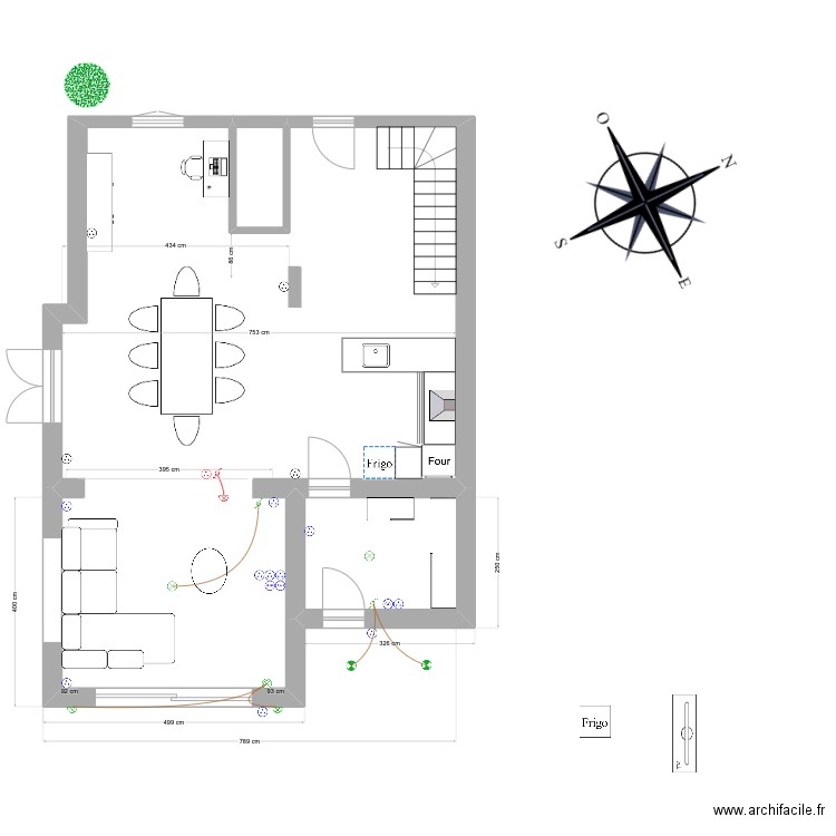 plan extension ELEC + meuble. Plan de 3 pièces et 71 m2