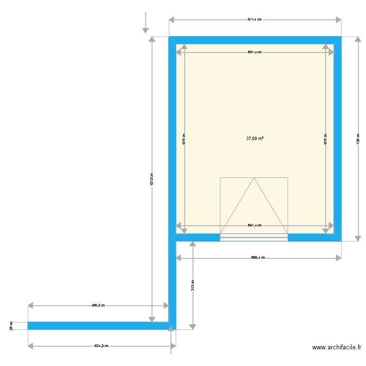 PSenlis 01.1 JP. Plan de 1 pièce et 38 m2