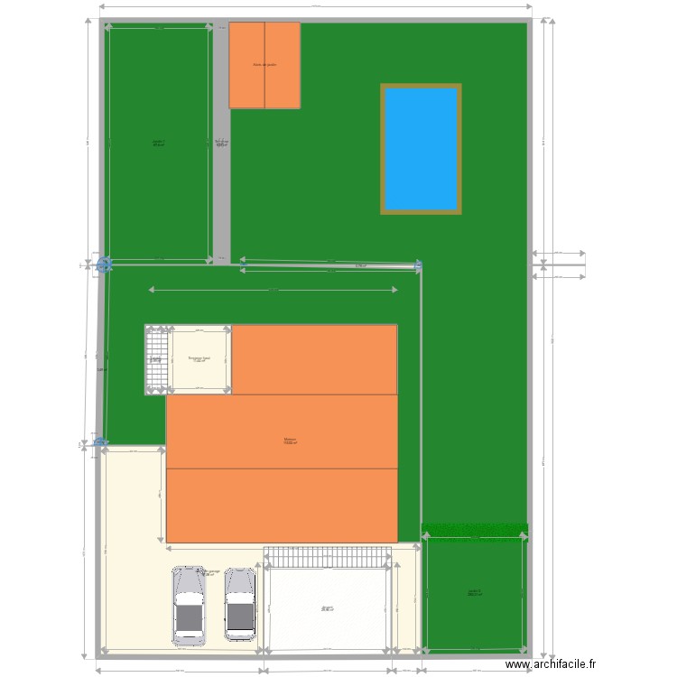 exterieur Modification. Plan de 11 pièces et 365 m2