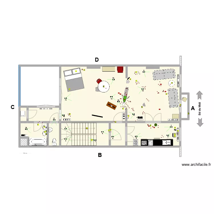 Midi 52 (plan sc&egrave;ne de crime). Plan de 