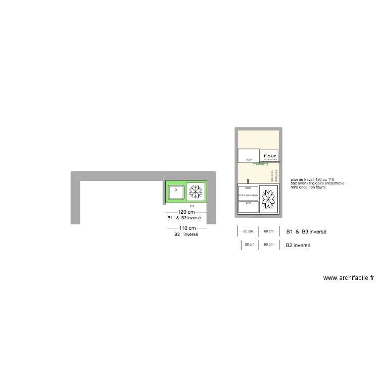 CUISINE RDC. Plan de 1 pièce et 3 m2