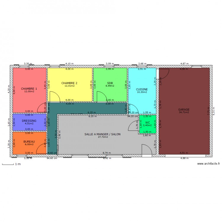 Maison Plain Pied 95m2 Plan Dessiné