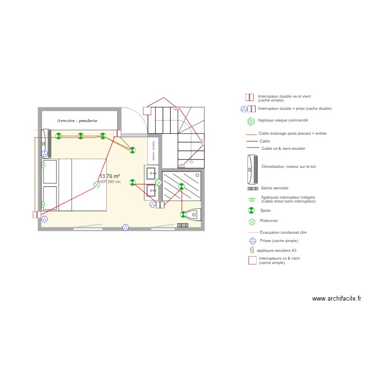 Chambre master. Plan de 0 pièce et 0 m2