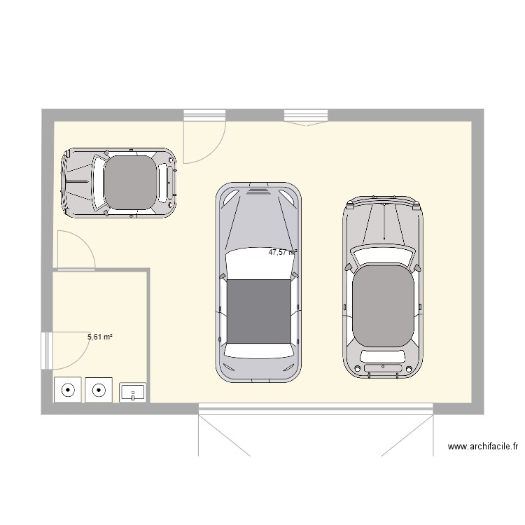 Garage 1. Plan de 2 pièces et 53 m2