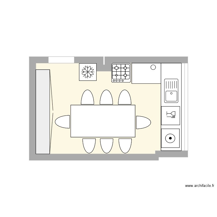 Cuisine Lylia. Plan de 1 pièce et 12 m2